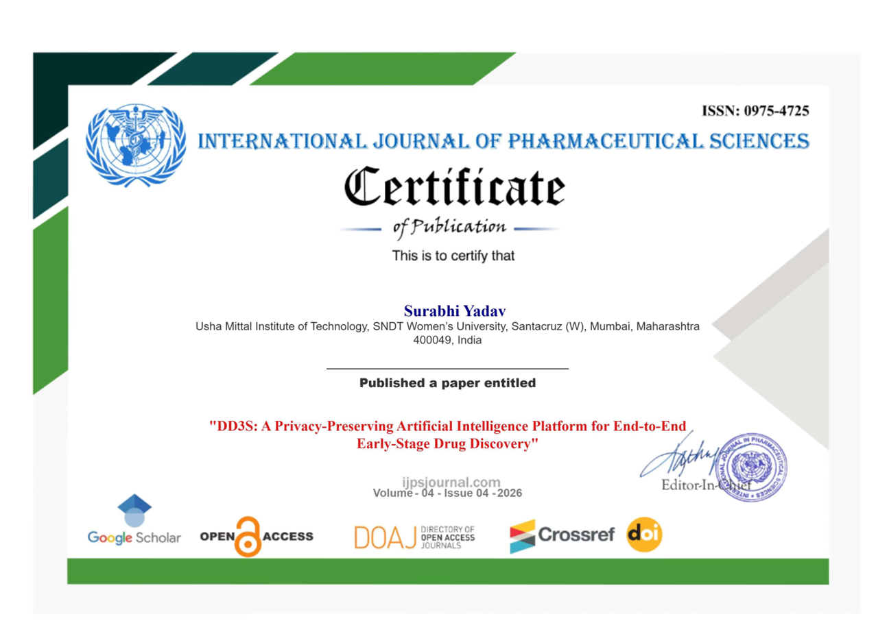 Publication Certificate